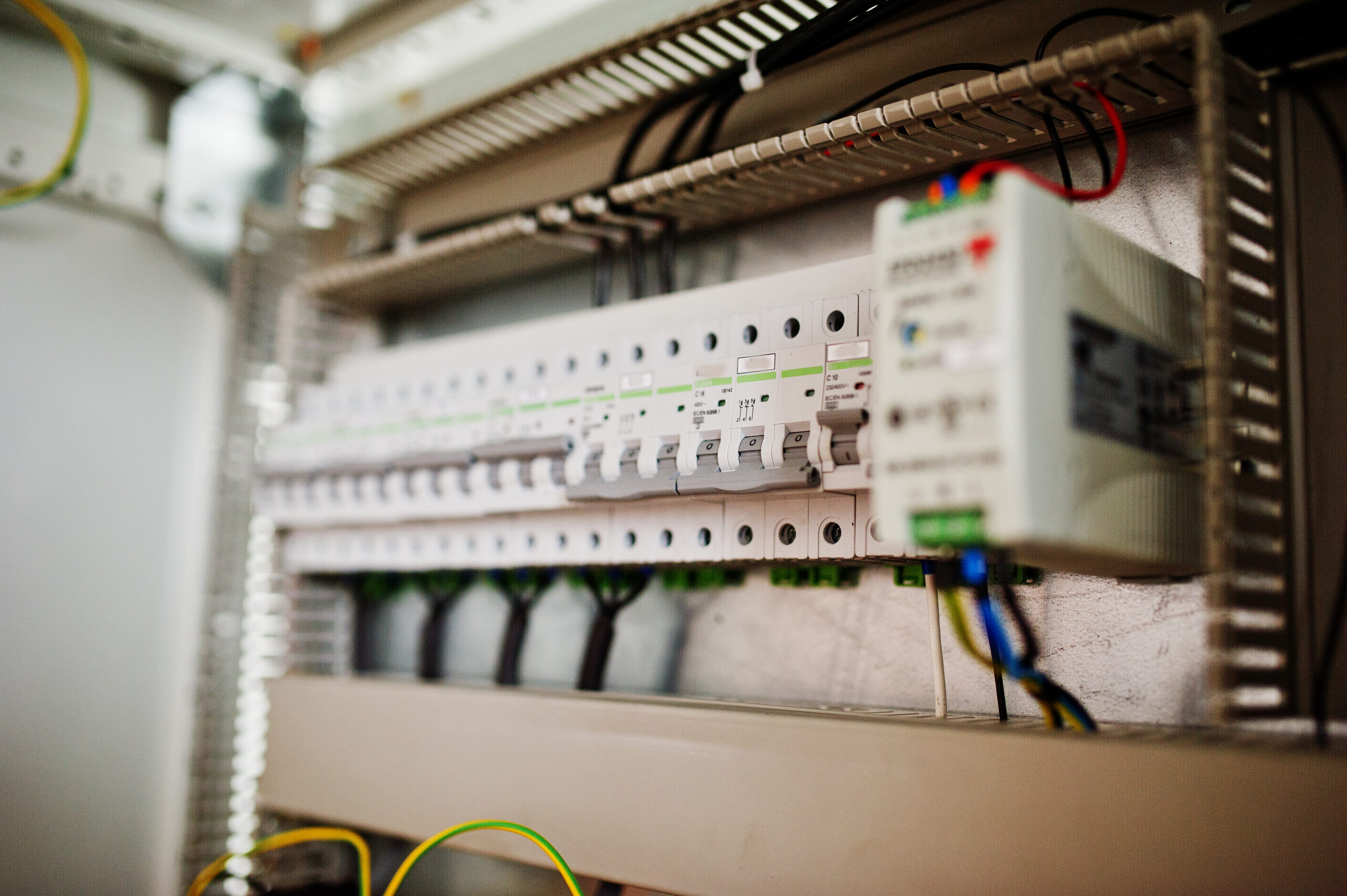 electrical panel electric meter circuit breakers electric frequency converter motor speed controller rework station scaled